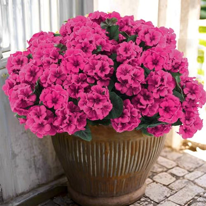 12 Pcs Artificial Geranium Flowers for Outdoors Geranium Silk Flowers Outdoor UV Resistant Garden Plants Faux Flowers for Home Kitchen Table Centerpieces Decor
