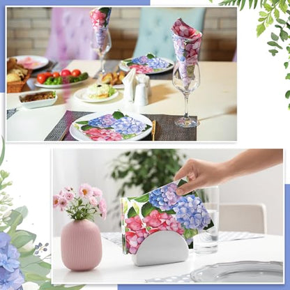 60 Pcs Hydrangea Cocktail Paper Napkins 6.5 x 6.5 Inches