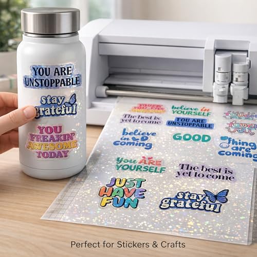 36 Sheets Digital Dots Holographic Sticker Paper Waterproof Laminate Film (36 Count)