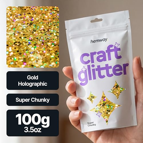 Craft Glitter Gold Holographic 100g Super Chunky Glitter (3.5 Ounce)