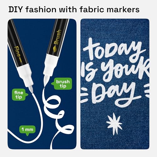 2 White Dual Tip Fabric Markers Decorating Kit Permanent for Cloth (2 Count)