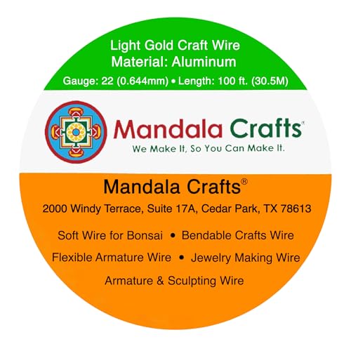 22 Gauge Light Gold Tone Anodized Aluminum Craft Wire 100 FT