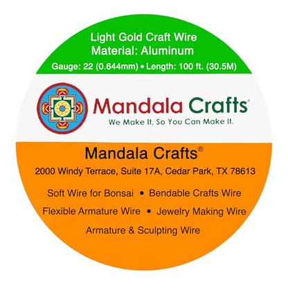 22 Gauge Light Gold Tone Anodized Aluminum Craft Wire 100 FT