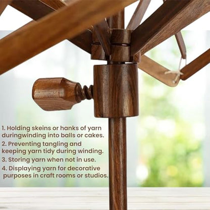 Wooden Umbrella Yarn Swift for Knitting & Crochet