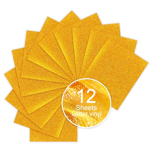 Gold Glitter HTV Sparkly Heat Transfer Vinyl (12 Count)
