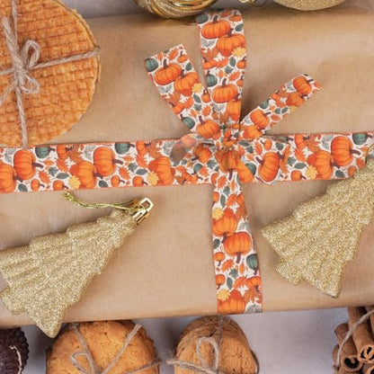 2 Rolls Fall Pumpkins Ribbons for Bows