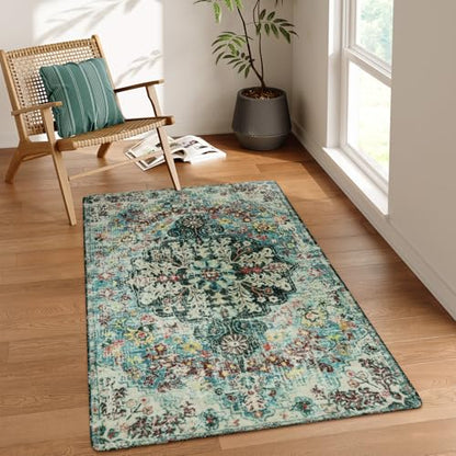 Reine Bohemian Floral Medallion Area Rug