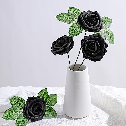 Black Rose 25pcs Real Looking Artificial Flowers w (25 Count)
