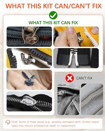 Zipper Repair Kit PRO Upgrade for YKK Metal (56 Count)