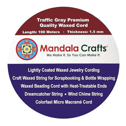 1.5mm Traffic Gray Waxed Cord