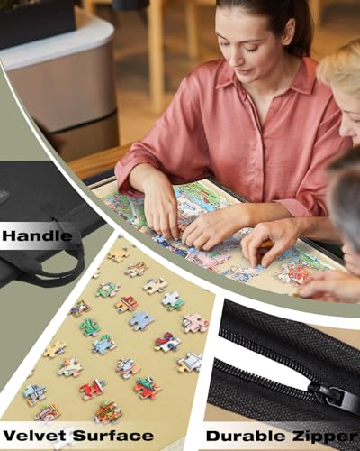 1000 Piece Portable Jigsaw Puzzle Board with Cover for Adults (1000 Count)