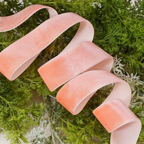Peach Pink Velvet Ribbon