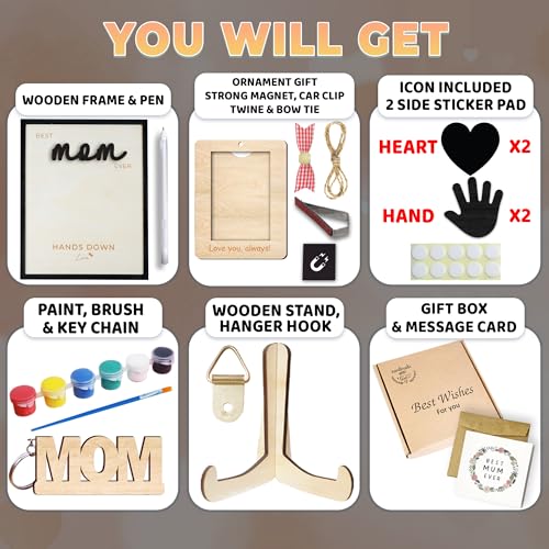 10" Hands Down Best Mom Ever Sign DIY Kids Gifts For Mom Handprint Kit with Acrylic Paints