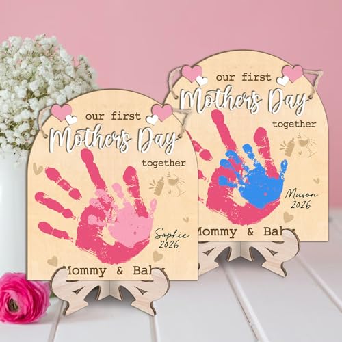 DIY Custom Our First Mother's Day Together Mommy & Baby Handprint Signs
