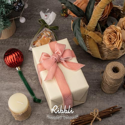 Rose Gold Velvet Ribbon 1 Inches Continuous10 Yard Spool Dusty Pink Christmas Ribbon for Gift Wrapping Crafts Home Decor