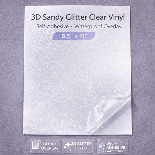 25 Sheets Sandy Glitter Clear Laminate Sheets Self Adhesive Glitter Paper (25 Count)