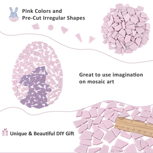 Pink Glass Mosaic Tiles for Crafts Bulk (7.05 Ounce)