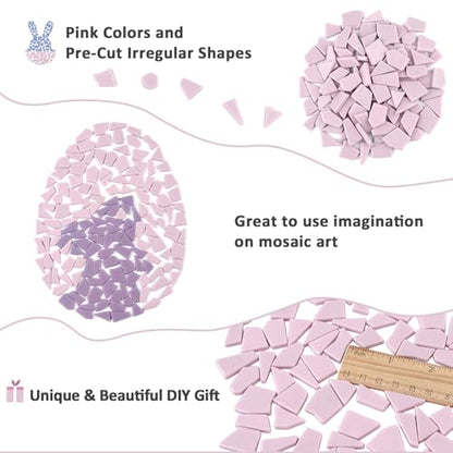 Pink Glass Mosaic Tiles for Crafts Bulk (7.05 Ounce)