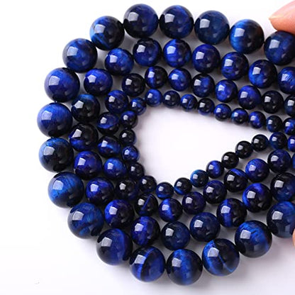 Natural Stone Lapis Blue Tiger Eye Beads Round Loose Spacer Beads for Jewelry Making DIY Bracelet Necklace 4mm 90pcs