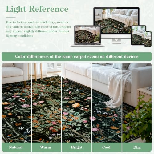 Floral Washable Runner Rug 2x8 Non Slip