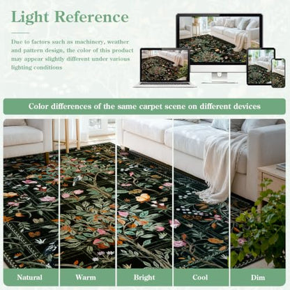 Floral Washable Runner Rug 2x8 Non Slip