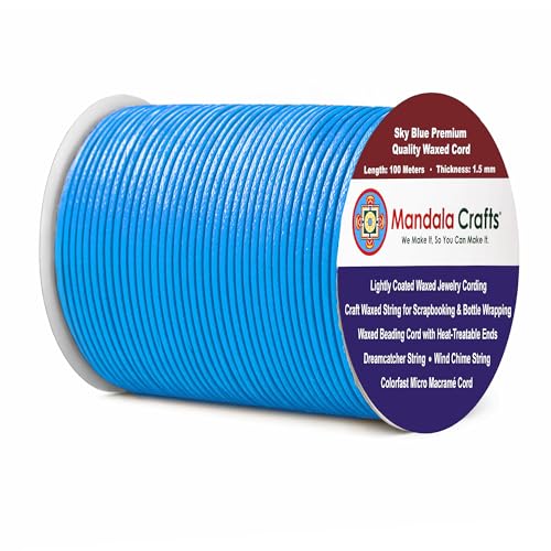 1.5mm Sky Blue Waxed Cord