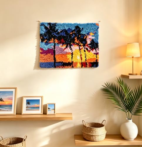 Tropical Sunset Latch Hook Rug Kit for Adults