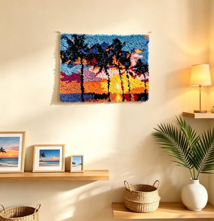 Tropical Sunset Latch Hook Rug Kit for Adults