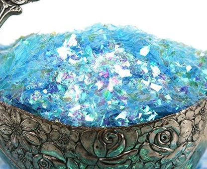 Light Blue Iridescent Ice Glitter Flakes for Nail Art - Lightweight Holographic Polyester - 311-4351 - 1/2 oz (14 grams)