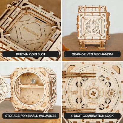 Safe Locker Puzzle Box 3D Wooden Puzzles for Adults to Build