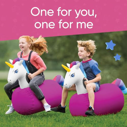 Hop N Go Inflatable Unicorn Riding Bouncy Hopping Toys for Kids Ages 5+ (2 Count)