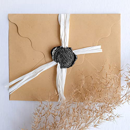 500 Pcs Octagon Sealing Wax Beads Black Wax Seal Beads with 4 Pcs Tea Candles and 1 Pcs Wax Melting Spoon for Crafts Letter Wine Greeting Cards Sealing (7.7603 Ounce)