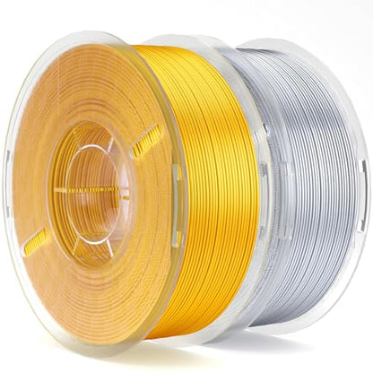 Silk PLA 3D Printer Filament 1.75mm Gold & Silver Grey 2KG (70.4 Ounce)