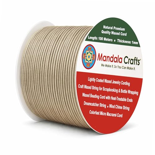 1mm Natural Waxed Cord (327 Foot)