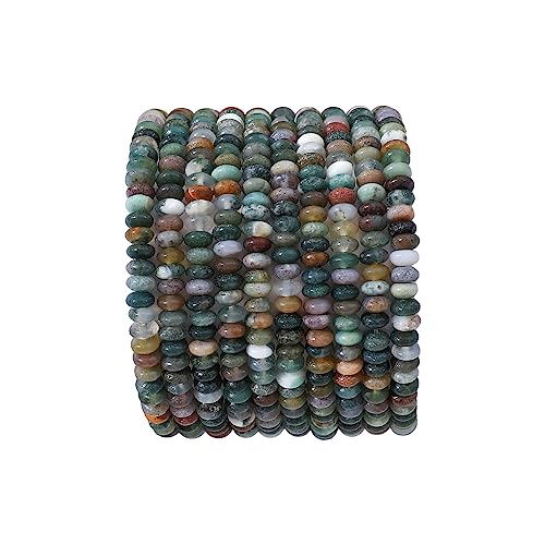 Natural Indian Agate Disk Stone Beads 4x2mm 160pcs Rondelle Loose Semi Gemstone Beads for Jewelry Making Design (160 Count)