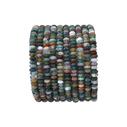 Natural Indian Agate Disk Stone Beads 4x2mm 160pcs Rondelle Loose Semi Gemstone Beads for Jewelry Making Design (160 Count)