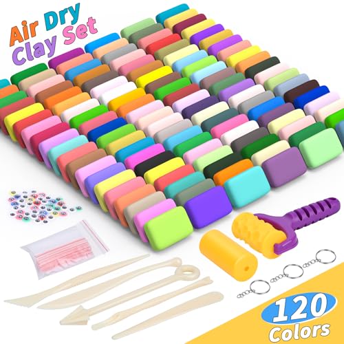 169 Pcs Air Dry Clay 120 Colors Modeling Model Magic Clay for DIY Molding Starter Kit with Sculpting Tools