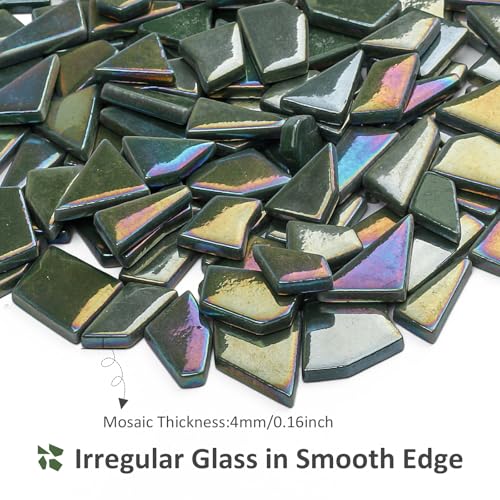 Iridescent Glass Mosaic Tiles for Crafts Bulk (7.05 Ounce)