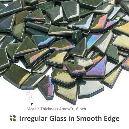 Iridescent Glass Mosaic Tiles for Crafts Bulk (7.05 Ounce)