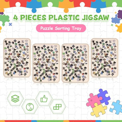 8 Pcs 15'' x 10.5' Extra Large Puzzle Sorting Trays Stackable Puzzle Trays for Sorting Piece Sorter Jigsaw Storage Accessory for 2000 (8 Count)