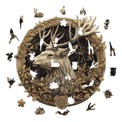 Wooden Puzzles for Adults Deer Jigsaw Puzzle 13.4 * 13.2in 295pcs (295 Count)