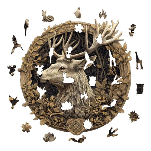 Wooden Puzzles for Adults Deer Jigsaw Puzzle 8.5 * 8.3in 100pcs (200 Count)