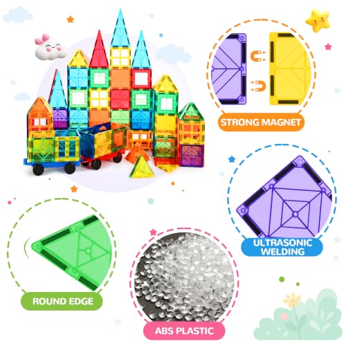 100 Pcs Magnetic Tiles Magnet 3D Building Blocks Set (100 Count)