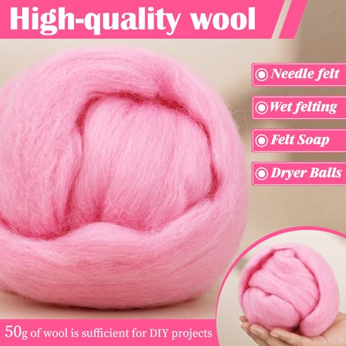 1.76oz Pink Natural Wool Roving