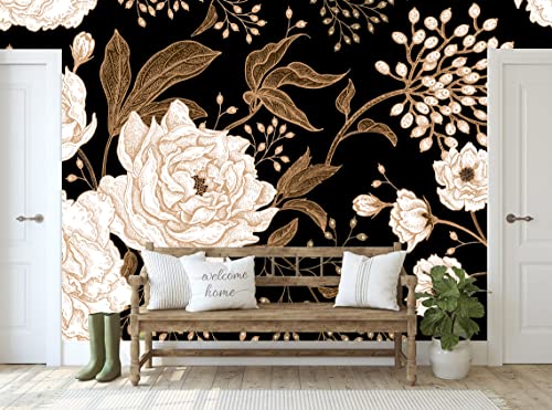 Wall Mural Peonies and Roses Floral Vintage Wallpaper (162.5 Sq Ft)