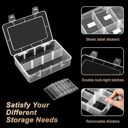 8 Grids Plastic Organizer Box with Adjustable Dividers (4 Count)
