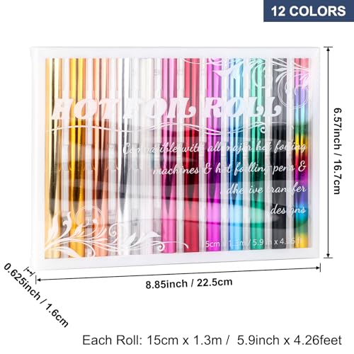 12 Pack Heat Transfer Gold Foil Sheets for Crafts Embossing Stamp Tool Heat Activated Thermal Toner Reactive Foil Roll 5.9inx4.26ft Add Stunning Foiled Elements to Any Card