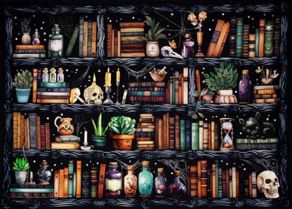Bookshelf Stamped Cross Stitch Kits for Beginners Adults
