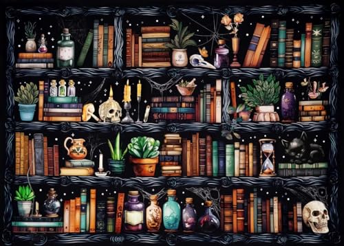 Bookshelf Stamped Cross Stitch Kits for Beginners Adults