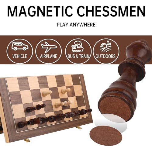 Wooden Chess Set with Folding Board
